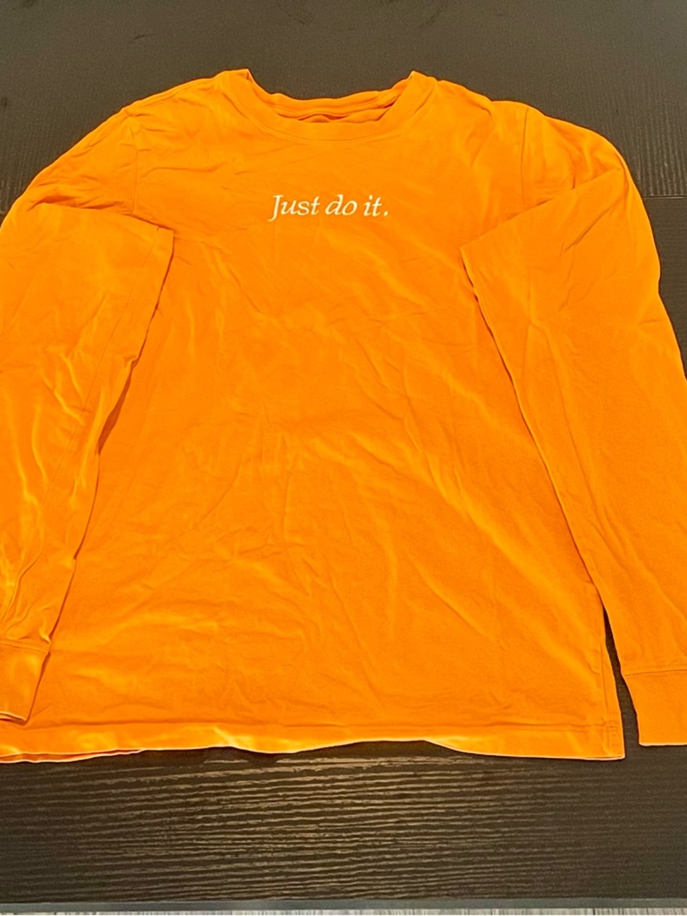 Nike Long Sleeve Tee - Orange with White 'Just do it.'